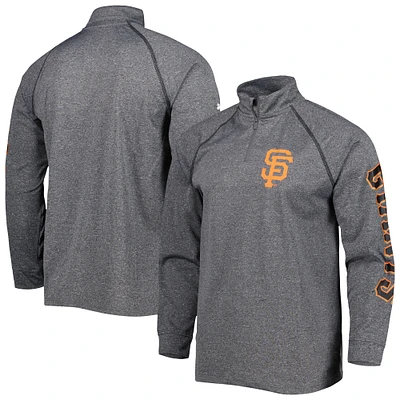 Haut à quart de zip raglan Stitches Heather Grey pour hommes avec mot-symbole des Giants San Francisco