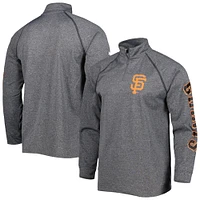 Haut à quart de zip raglan Stitches Heather Grey pour hommes avec mot-symbole des Giants San Francisco