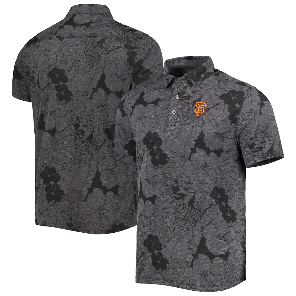 Polo Tommy Bahama noir pour homme avec fleurs des Giants de San Francisco