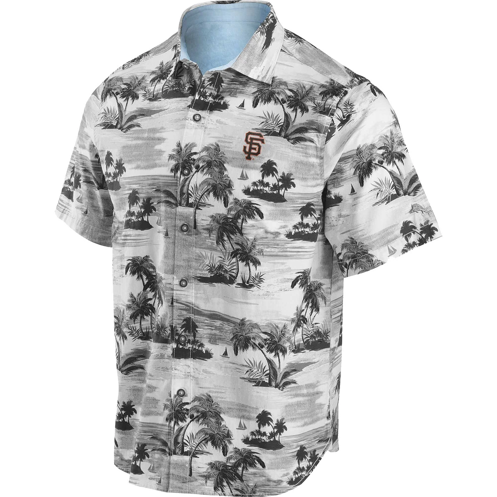 Chemise boutonnée noire Tommy Bahama Giants de San Francisco Tropical Horizons pour homme