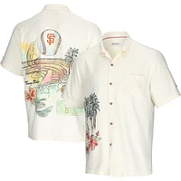 Chemise boutonnée pour homme Tommy Bahama crème San Francisco Giants Paradise Fly Ball Camp