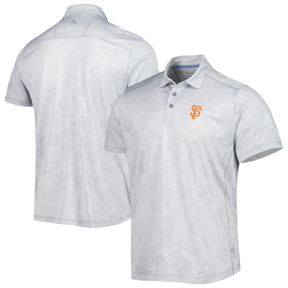 Men's Tommy Bahama Gray San Francisco Giants IslandZone Pineapple Palm Coast Polo