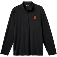 Men's TravisMathew Black San Francisco Giants The Heater Quarter-Zip Pullover Top