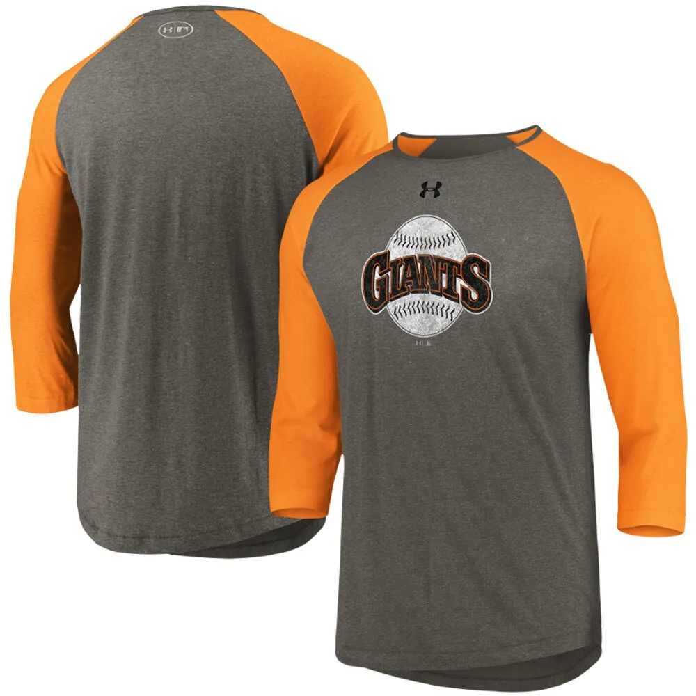 Men's Majestic Threads Orange San Francisco Giants Throwback Logo Tri-Blend T-Shirt