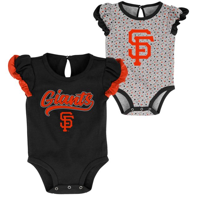 Lot de deux bodys San Francisco Giants Scream & Shout noir/gris chiné pour nouveau-né et bébé