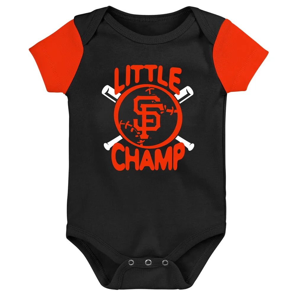 Ensemble de trois bodys avec bavoir et chaussons pour nouveau-nés nourrissons, noir/orange, San Francisco Giants Little Champ