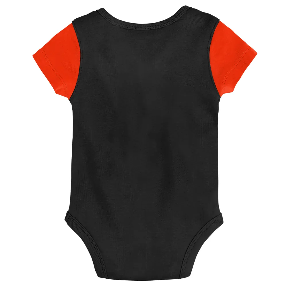 Ensemble de trois bodys avec bavoir et chaussons pour nouveau-nés nourrissons, noir/orange, San Francisco Giants Little Champ