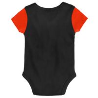 Newborn & Infant Black/Orange San Francisco Giants Little Champ Three-Pack Bodysuit Bib Booties Set