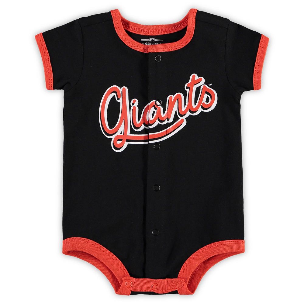 Newborn & Infant Black San Francisco Giants Stripe Power Hitter Romper