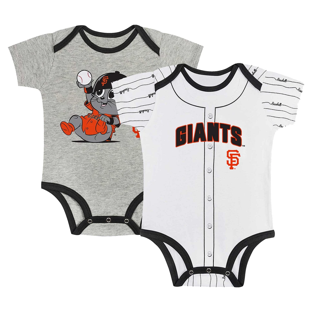 Newborn & Infant Gray/White San Francisco Giants Two-Pack Play Ball Bodysuit Set