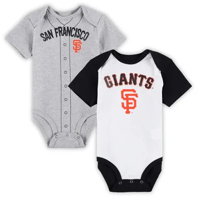 San Francisco Giants Newborn & Infant Little Slugger Two-Pack Bodysuit Set - White/Heather Gray