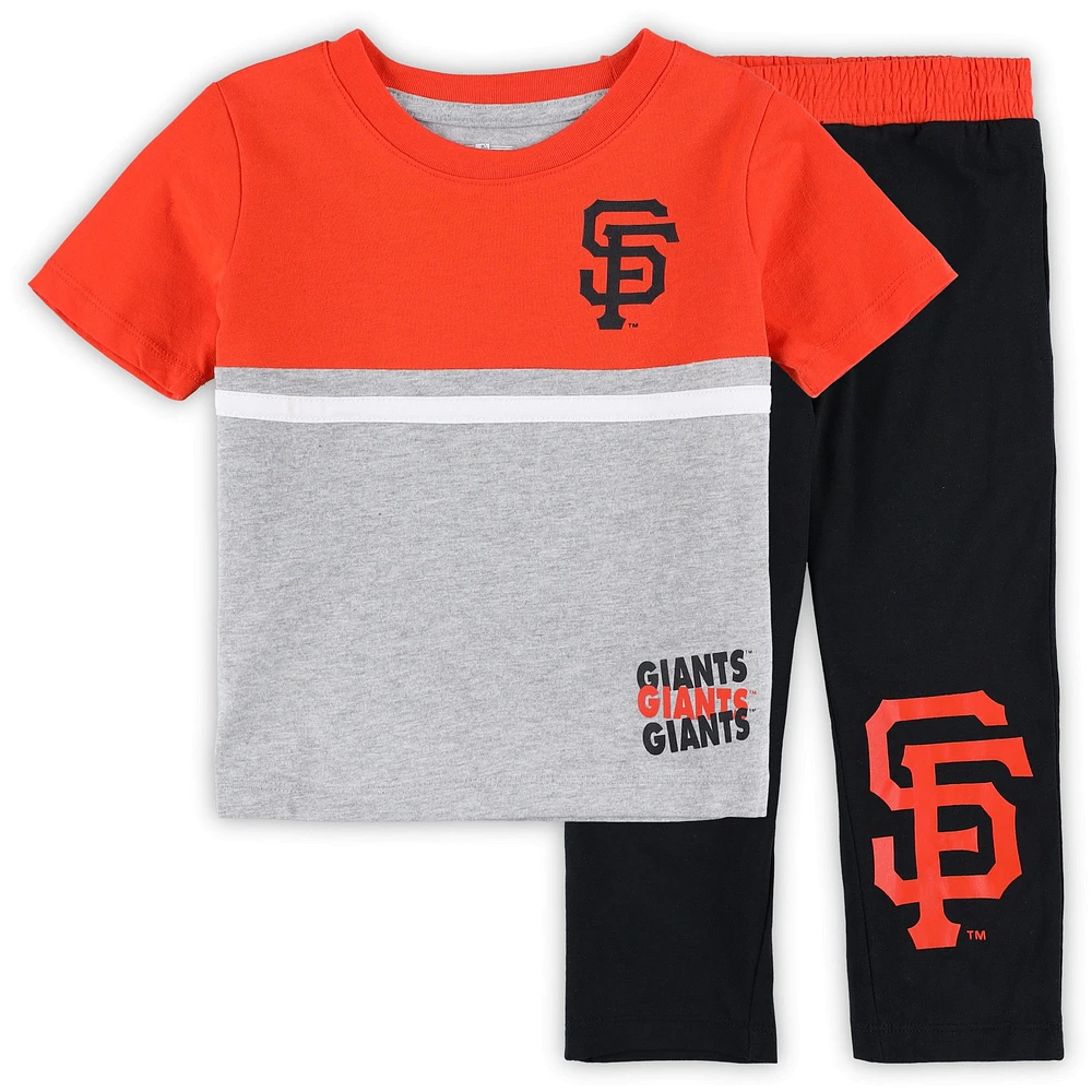 Ensemble t-shirt et pantalon San Francisco Giants Batters Box noir/orange pour tout-petit