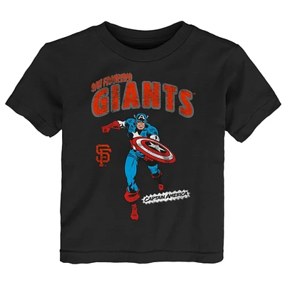 Toddler Black San Francisco Giants Team Captain America Marvel T-Shirt