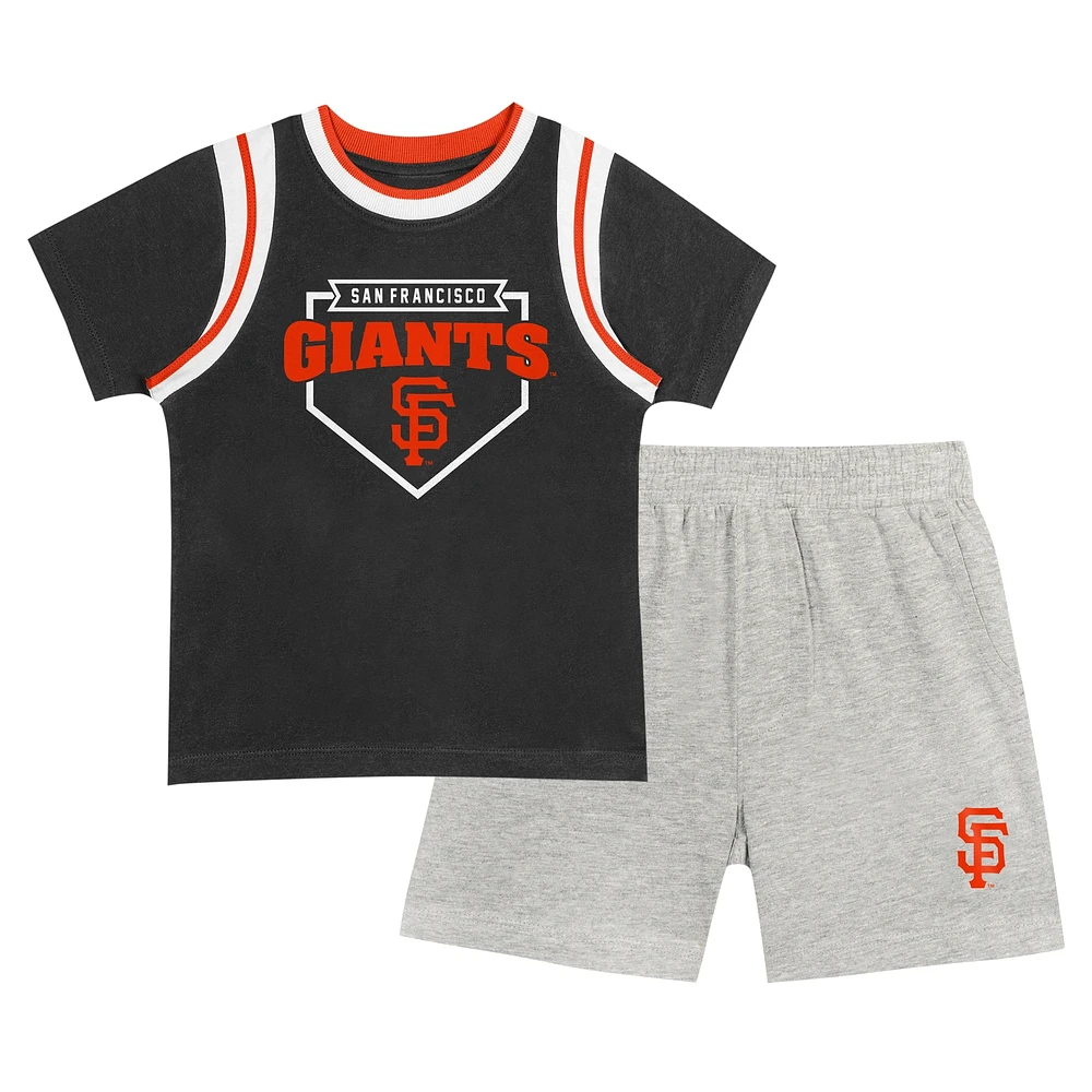 Ensemble t-shirt et short Loaded Fanatics pour tout-petits, noir/gris, San Francisco Giants Bases