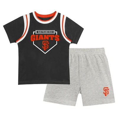 Ensemble t-shirt et short Loaded Fanatics pour tout-petits, noir/gris, San Francisco Giants Bases