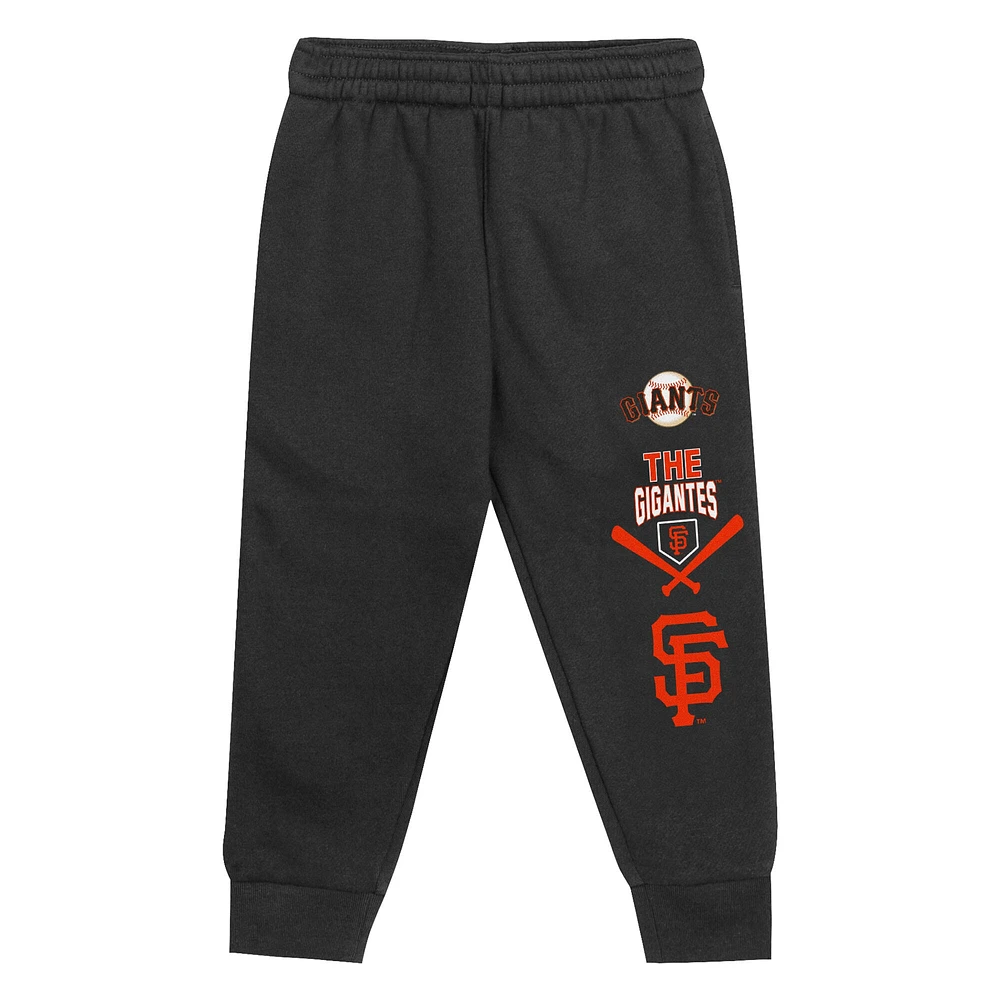 Ensemble sweat à capuche et pantalon de survêtement pour tout-petits orange/noir des San Francisco Giants