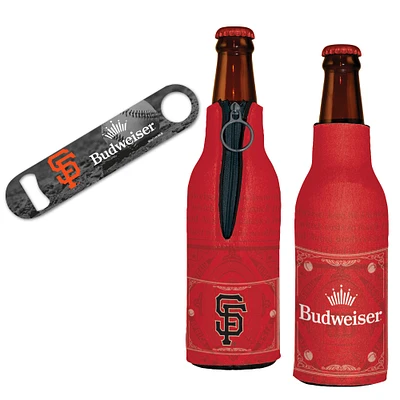 WinCraft San Francisco Giants MLB x Budweiser Ouvre-bouteille et 2 refroidisseurs de bouteilles