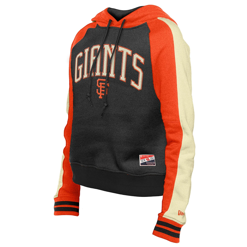 Sweat à capuche court manches raglan Cooperstown Collection de San Francisco Giants New Era pour femme, noir