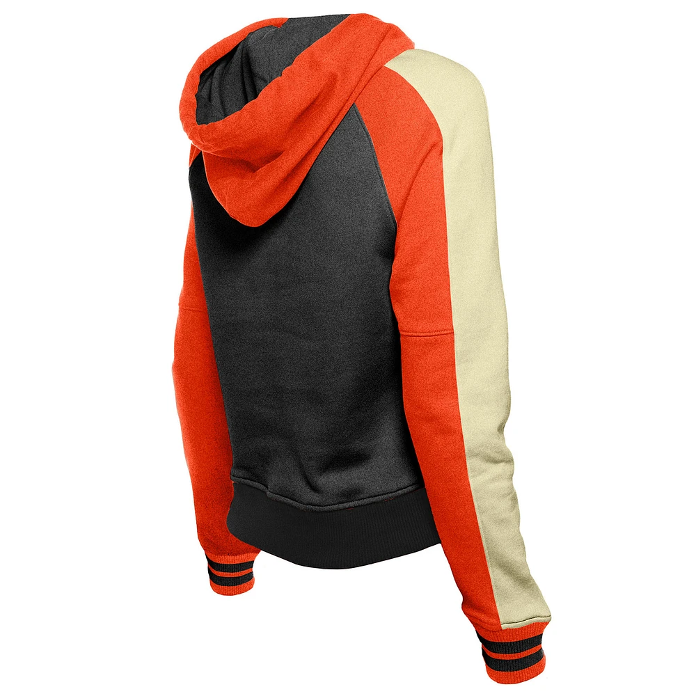 Sweat à capuche court manches raglan Cooperstown Collection de San Francisco Giants New Era pour femme, noir