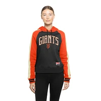 Sweat à capuche court manches raglan Cooperstown Collection de San Francisco Giants New Era pour femme, noir