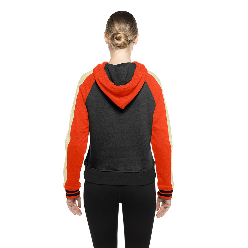 Sweat à capuche court manches raglan Cooperstown Collection de San Francisco Giants New Era pour femme, noir