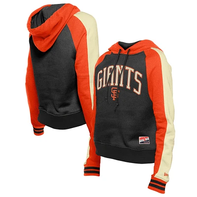 Sweat à capuche court manches raglan Cooperstown Collection de San Francisco Giants New Era pour femme, noir
