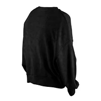 Women's New Era  Black San Francisco Giants Throwback Boxy Enzyme Wash Fleece Crewneck Pullover