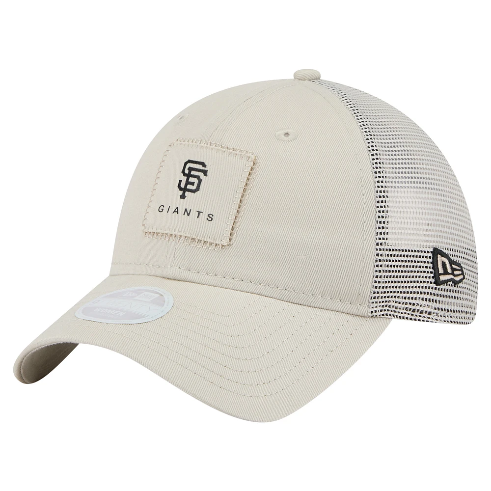Casquette ajustable 9TWENTY à point carré beige clair New Era pour femme des Giants de San Francisco