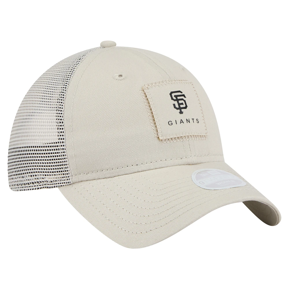 Casquette ajustable 9TWENTY à point carré beige clair New Era pour femme des Giants de San Francisco