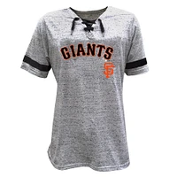 T-shirt moucheté à lacets gris chiné pour femme des Giants de San Francisco