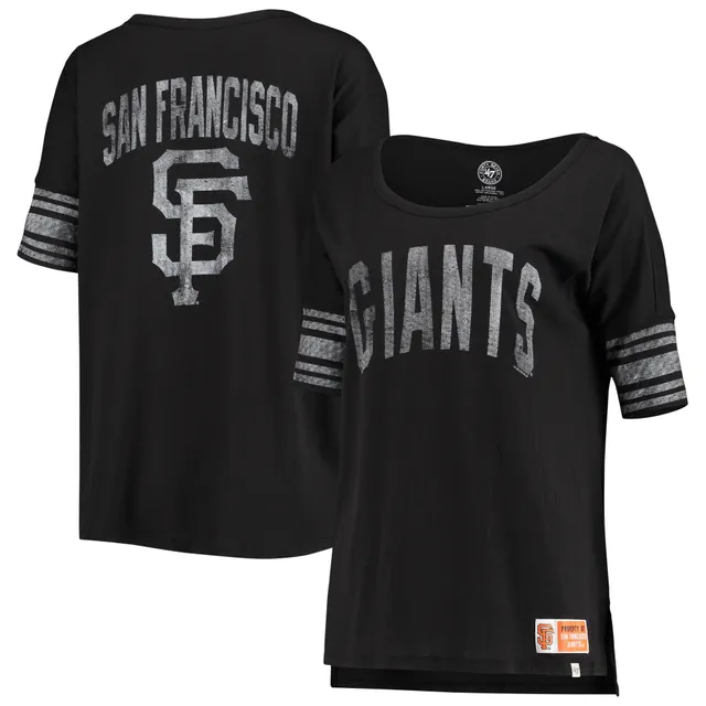 47 Women's '47 Black San Francisco Giants Gamma Notch Neck Long Sleeve T- Shirt