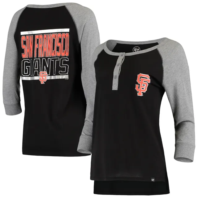 Fanatics Women's Black, Orange San Francisco Giants Iconic League Diva Raglan V-Neck T-Shirt