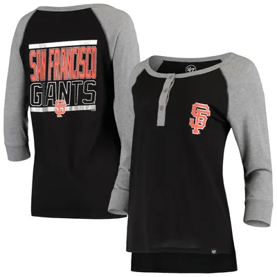 New Era Black San Francisco Giants Plus Size Space Dye Raglan V-Neck T-Shirt