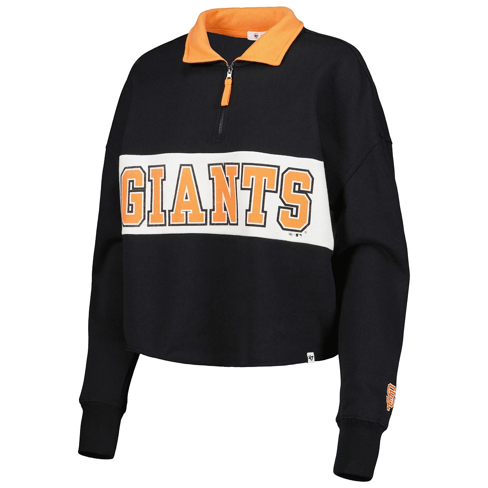 Women's '47 Black San Francisco Giants Remi Quarter-Zip Cropped Top