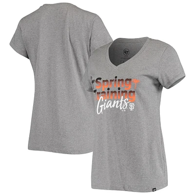 T-shirt à encolure en V d'entraînement printanier des Giants de San Francisco '47 gris chiné pour femme