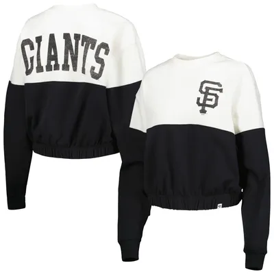 Women's '47 White/Navy Detroit Tigers Take Two Bonita Pullover Sweatshirt Size: Large