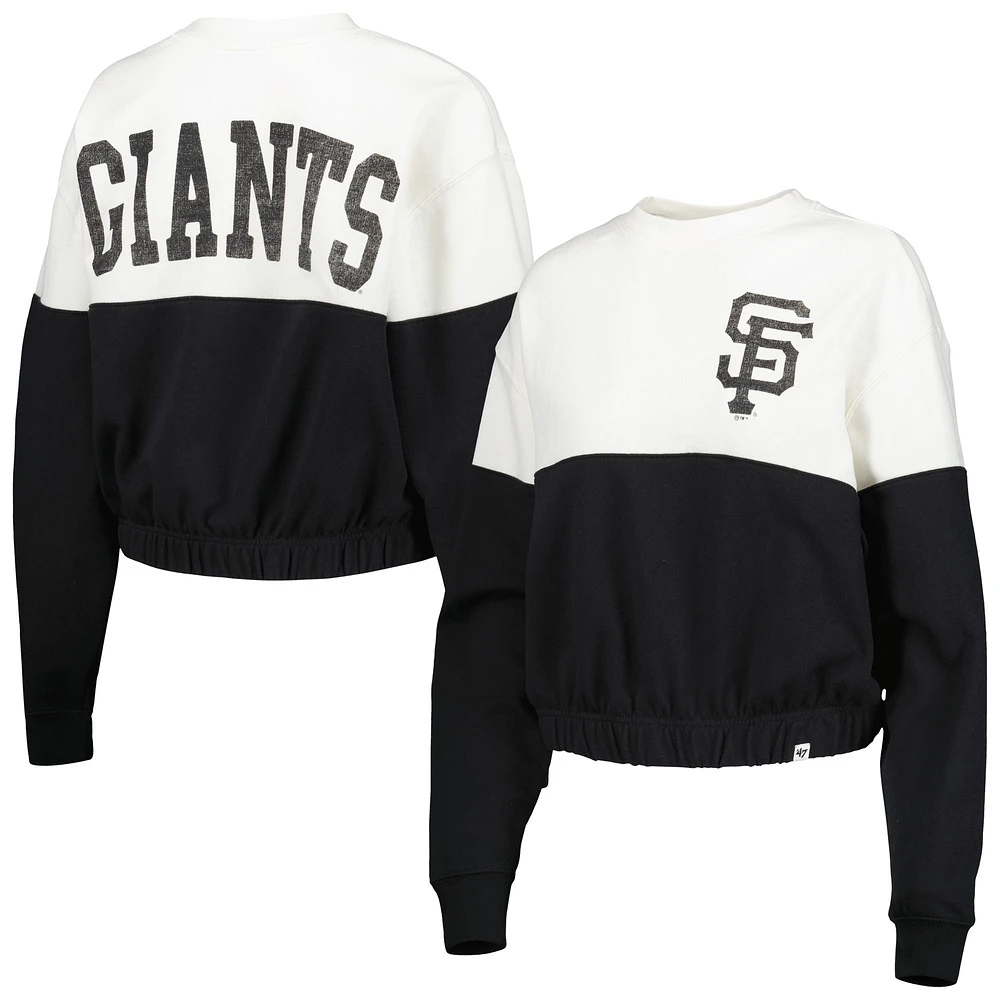 Women's '47 White/Black San Francisco Giants Take Two Bonita Pullover Sweatshirt