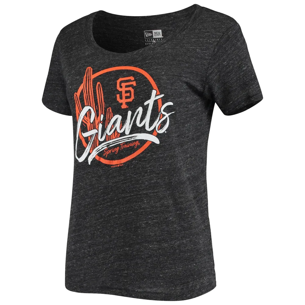 Women's 5th & Ocean by New Era Heathered Black San Francisco Giants Spring Training Circle Cactus Tri-Blend T-Shirt