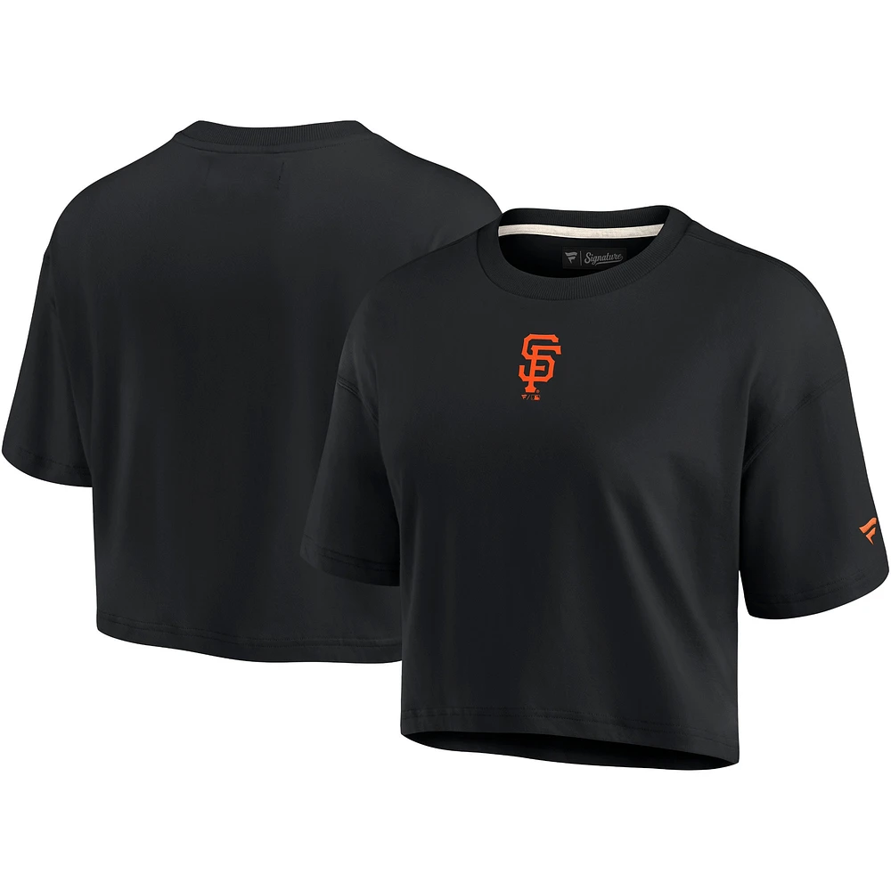 Women's Black San Francisco Giants Elements Super Soft Boxy Cropped T-Shirt