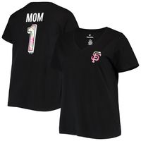 Women's Black San Francisco Giants Plus #1 Mom 2-Hit V-Neck T-Shirt