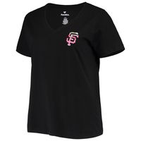 Women's Black San Francisco Giants Plus #1 Mom 2-Hit V-Neck T-Shirt