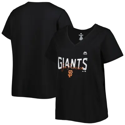 San Francisco Giants Women's Plus Wordmark V-Neck T-Shirt - Black