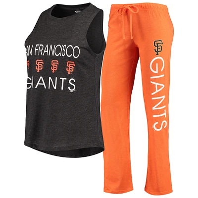 Women's Concepts Sport Orange/Black San Francisco Giants Meter Muscle Tank Top & Pants Sleep Set