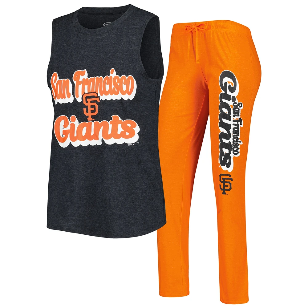 Concepts Sport Orange/Noir San Francisco Giants Wordmark Meter Muscle Débardeur et pantalon Ensemble de nuit