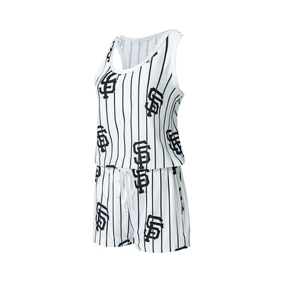 Women's Concepts Sport White San Francisco Giants Reel Pinstripe Knit Romper