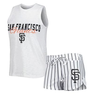 Ensemble de nuit avec débardeur et short à fines rayures pour femmes Concepts Sport des Giants San Francisco - Blanc