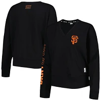 Women's DKNY Sport Black San Francisco Giants Lily V-Neck Pullover Sweatshirt