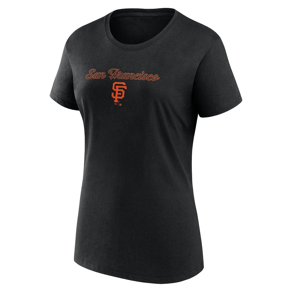 Ensemble combiné t-shirt et short Fanatics pour femmes, noir/gris, San Francisco Giants Script