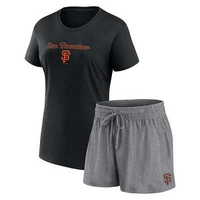 Women's Fanatics Black/Gray San Francisco Giants Script T-Shirt & Shorts Combo Set