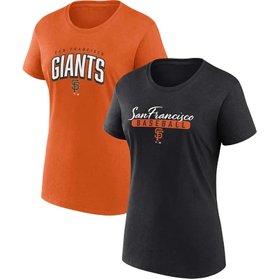 Ensemble combiné de t-shirts fan Fanatics pour femmes, noir/orange, San Francisco Giants